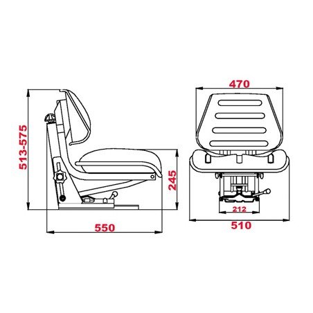 Siège De Tracteur Réglable 48x46cm Universel PVC Imperméable - Siège Confortable Pour Chariot Élévateur Tondeuse Bulldozer