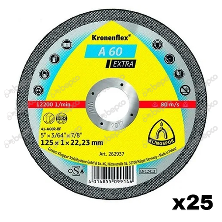 25 disques à tronçonner 125 mm - 1 mm